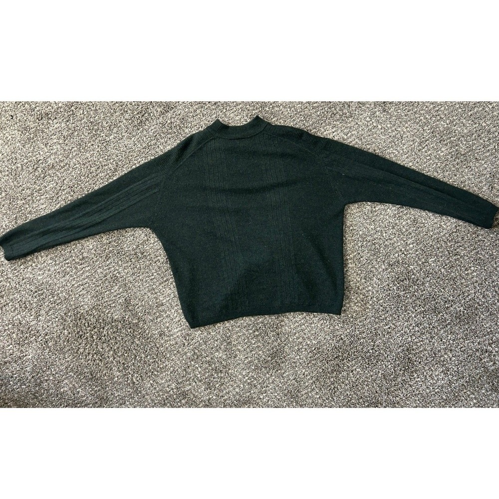 J. Ferrar Mens XL Dark Green 100% Merino Wool Mock Neck Ribbed Knit Sweater